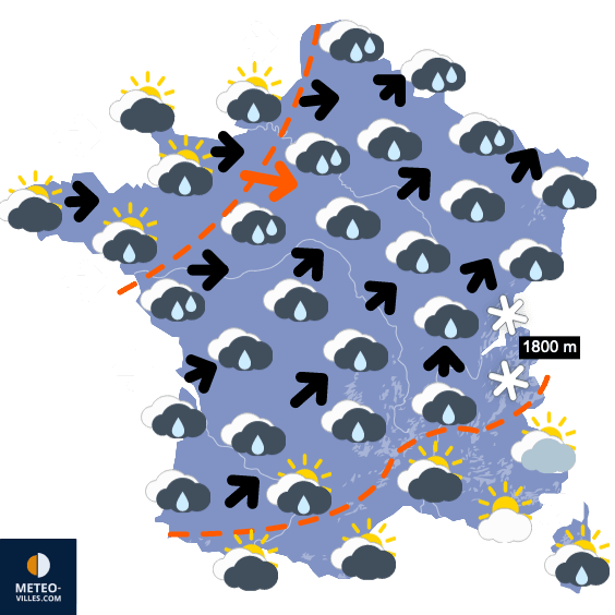 Carte de prévisions du temps du Samedi 9 décembre 2023