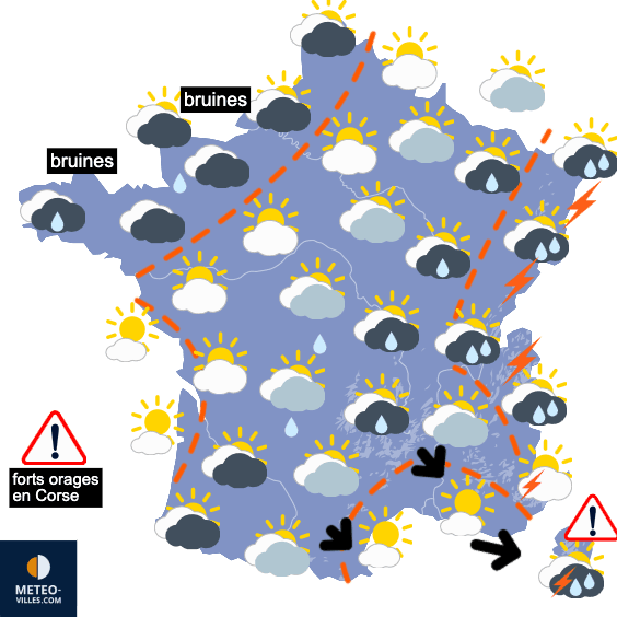 Carte de prévisions du temps du Samedi 26 juillet 2025