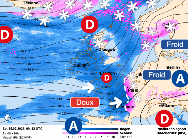 Carte de prévisions d'europe du Dimanche 15 février 2026