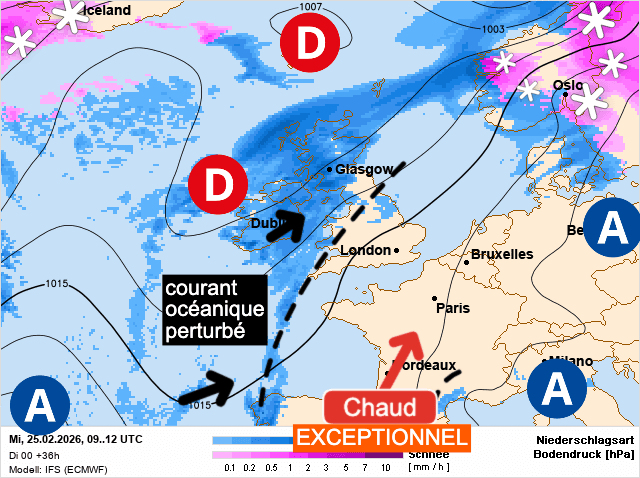 Carte de prévisions d'europe du Mercredi 25 février 2026
