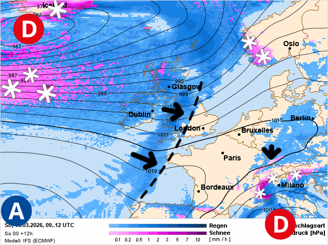 Carte de prévisions d'europe du Dimanche 15 mars 2026