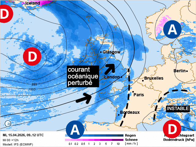 Carte de prévisions d'europe du Mercredi 15 avril 2026