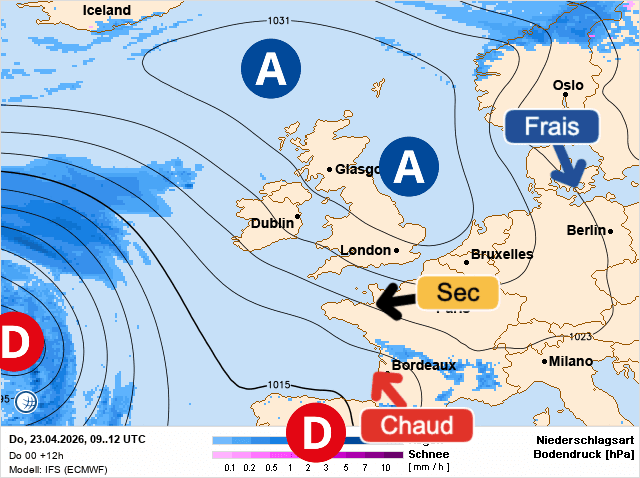Carte de prévisions d'europe du Jeudi 23 avril 2026