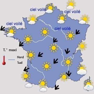 Remontée des températures, notamment sur la moitié Sud 