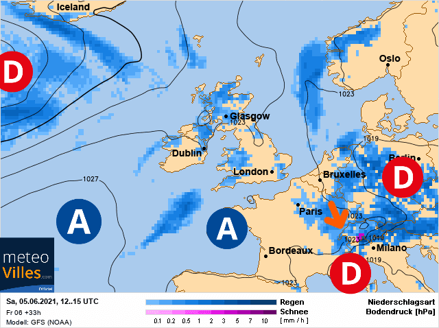 Carte de prévisions d'europe du Samedi 5 juin 2021