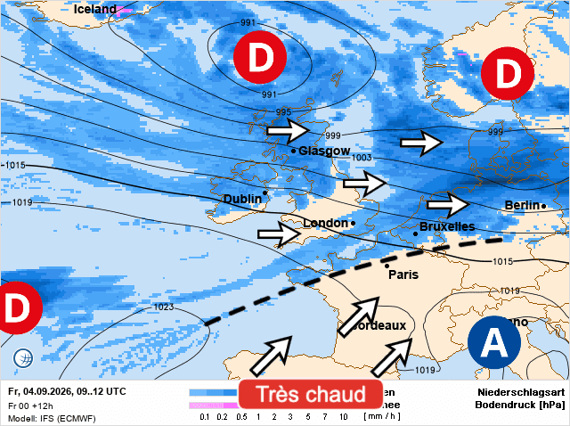 Carte de prévisions d'europe du Vendredi 4 septembre 2026