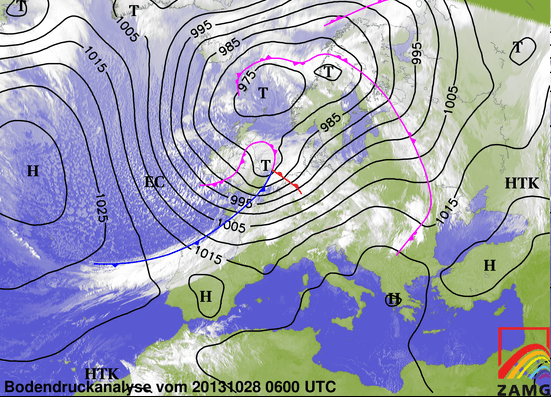 Image d'illustration pour Passage de la tempête Christian sur le Nord de l'Europe le 28 octobre 2013