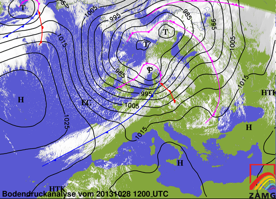 Image d'illustration pour Passage de la tempête Christian sur le Nord de l'Europe le 28 octobre 2013