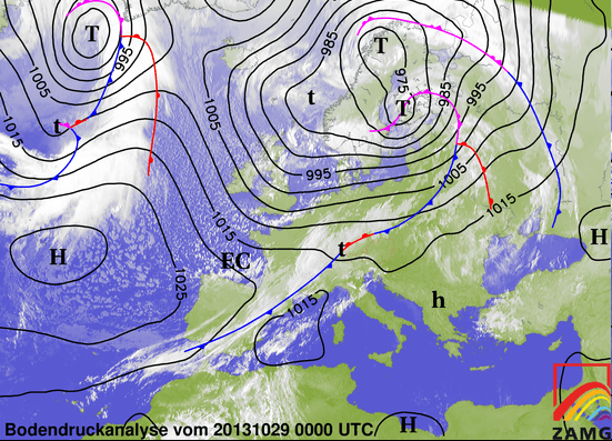 Image d'illustration pour Passage de la tempête Christian sur le Nord de l'Europe le 28 octobre 2013