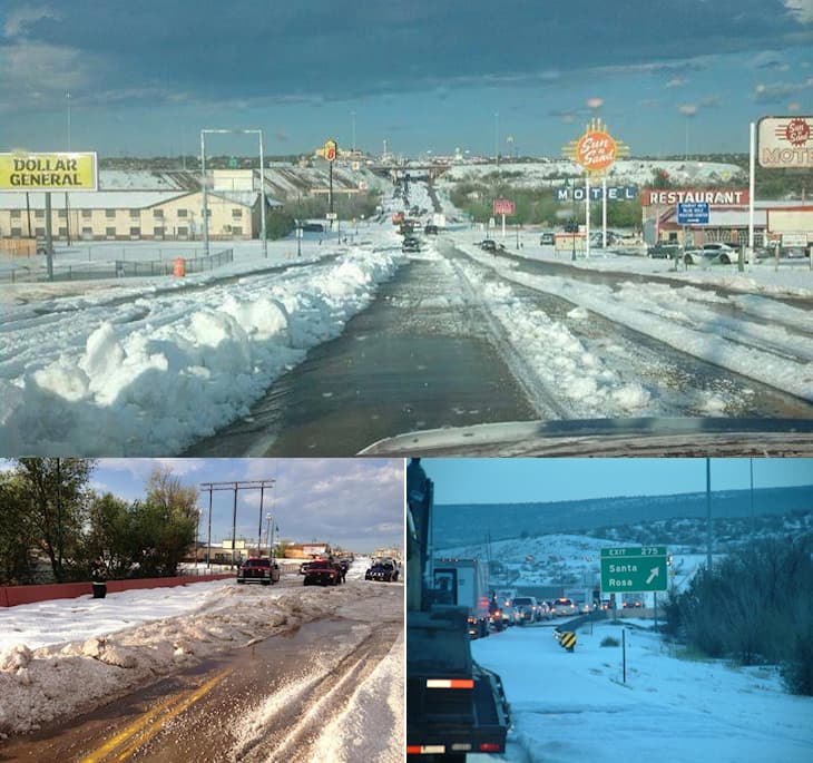 Image d'illustration pour Orage de grêle impressionnant à Santa Rosa (Nouveau Mexique)